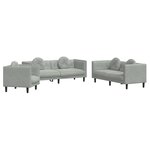 vidaXL Ensemble de canapés 3 Pièces avec coussins gris clair velours