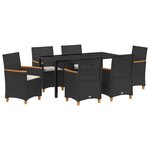 vidaXL Ensemble de salle à manger pour jardin 7 Pièces Noir polyrotin
