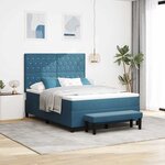 vidaXL Lit à ressorts avec matelas Bleu foncé 160 x 200 cm Velours