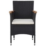 vidaXL Mobilier d'extérieur 5 Pièces Noir Résine tressée et bois d'acacia