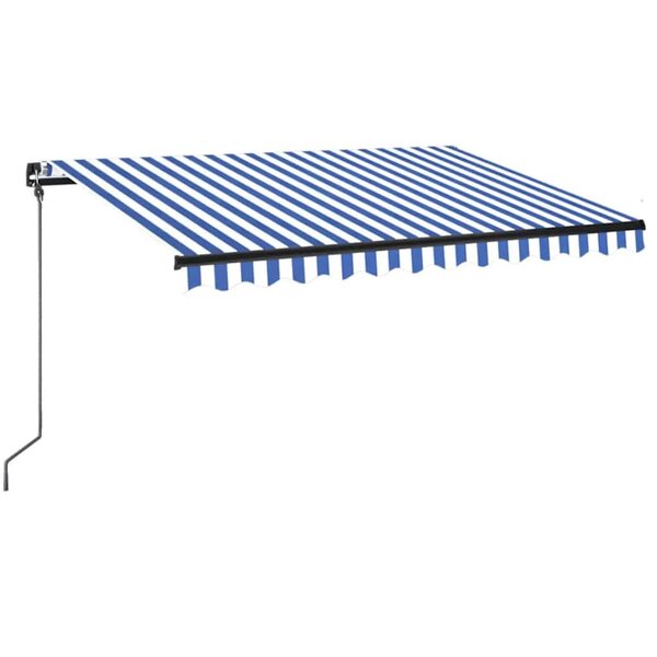 vidaXL Auvent manuel rétractable avec LED 350x250 cm Bleu et blanc