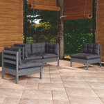 vidaXL Salon de jardin 4 Pièces avec coussins bois de pin massif