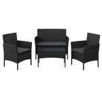 Salon de jardin extérieur ensemble de mobilier surface tressée en pe table et chaises pour terrasse jardin balcon noir 12_0007391