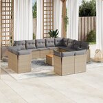 vidaXL Salon de jardin et coussins 13 Pièces mélange beige résine tressée