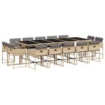 vidaXL Ensemble à manger de jardin et coussins 15 Pièces mélange beige