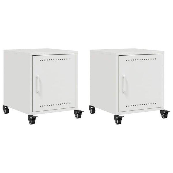 vidaXL Tables de chevet 2 Pièces blanc 36x39x43 5 cm acier