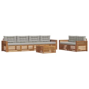 vidaXL Ensemble de canapés d'extérieur 7 pc Gris Naturel et Clair