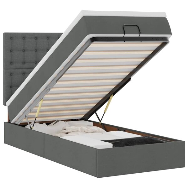 vidaXL Lit ottoman avec matelas et LED Gris foncé 80x200cm tissu