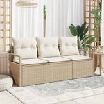 vidaXL Ensemble de canapé de jardin avec coussin 3 Pièces Beige  Crème