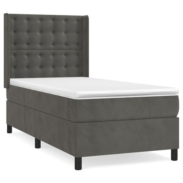 vidaXL Sommier à lattes de lit et matelas Gris foncé 90x190 cm Velours