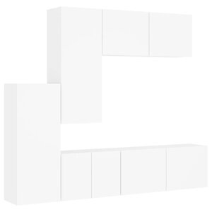 vidaXL Unités murales TV 5 Pièces blanc bois d'ingénierie