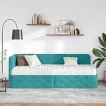 vidaXL Cadre de lit d'angle avec matelas Turquoise 80 x 200 cm Velours
