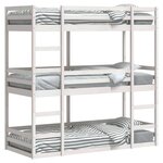vidaXL Lit superposé triple blanc 90x200 cm bois de pin massif