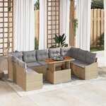 vidaXL Ensemble de canapé de jardin 10 Pièces Beige Poly rotin