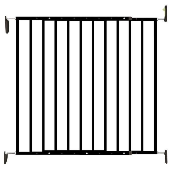 Barrière de sécurité Enfant LEA NOIRE - Noir - 64 à 113 cm - Acier - Barrière à portillon