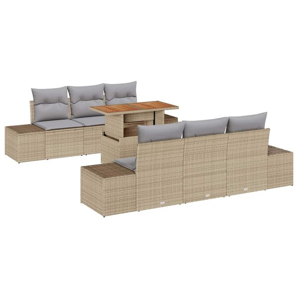 vidaXL Ensemble de salle à manger pour jardin 7 Pièces Beige et gris