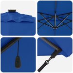 vidaXL Parasol bleu azur 286 x 285 x 270 cm Aluminium