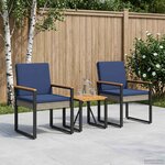 vidaXL Ensemble de meubles d'extérieur 3 Pièces Gris et bleu marine