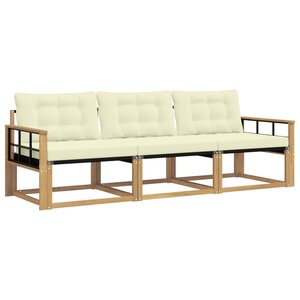 vidaXL Ensemble de canapés d'extérieur 3 pc Blanc et crème