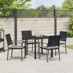 vidaXL Ensemble de jardin 5 pièces avec coussins en poly rotin noir