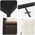 vidaXL Ensemble de salle à manger de jardin 7 pièces avec coussins en poly rotin marron