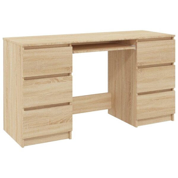 Bureau table poste de travail meuble d'ordinateur informatique étude chêne sonoma 140 x 50 x 77 cm bois d'ingénierie brun 02_0023656