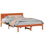 vidaXL Cadre de lit Marron 140 x 200 cm Bois de pin massif
