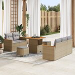 Canapés de Jardin 8 Pièces avec Coussins en Osier Beige et Acacia