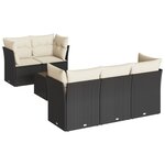 vidaXL Salon de jardin 6 Pièces avec coussins noir résine tressée