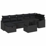 vidaXL Ensemble de canapé de jardin 8 Pièces Noir polyrotin