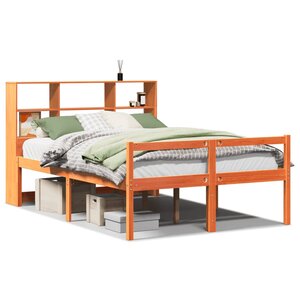 vidaXL Lit bibliothèque sans matelas cire marron 160x200cm bois massif