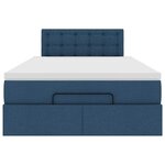 vidaXL Lit ottoman avec matelas et LED bleu 120x190 cm tissu