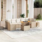 vidaXL Salon de jardin avec coussins 8 Pièces beige résine tressée