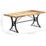 vidaXL Table à manger 180x90x76 cm Bois de manguier massif