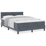 Lit à ressort avec matelas vidaXL Gris foncé 140x200 cm Velours