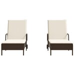 vidaXL Chaises longues avec coussins lot de 2 marron résine tressée