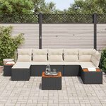 vidaXL Ensemble de canapé de jardin avec coussin 8 Pièces Noir polyrotin