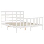 vidaXL Cadre de lit avec tête de lit blanc King Size bois massif
