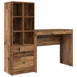 vidaXL Bureau avec rangement 2 Pièces Bois Ancien 90 x 40 x 76 cm