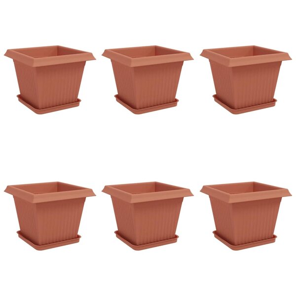vidaXL Pots de plantes 6 Pièces Rouge brique 33 x 33 x 26 cm Plastique