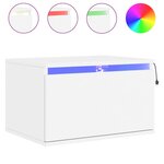 vidaXL Table de chevet murale avec lumières LED blanc