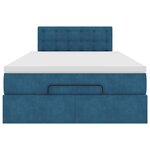 vidaXL Lit ottoman avec matelas bleu foncé 120x190 cm velours