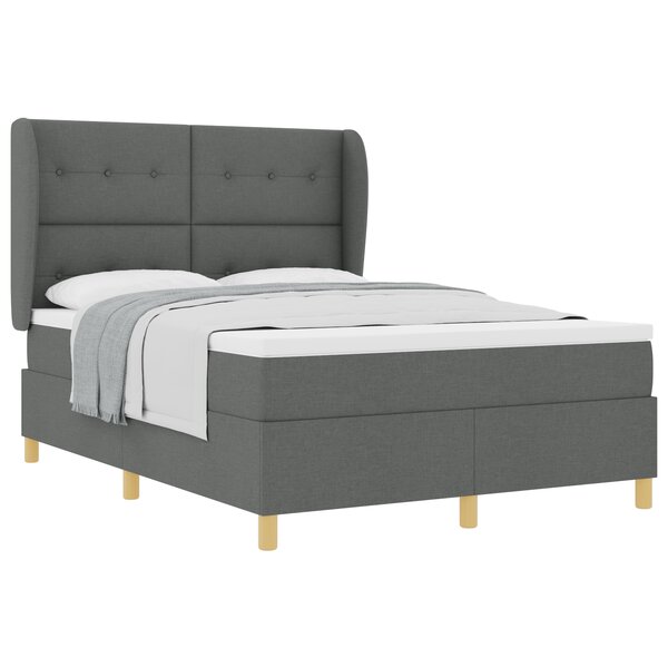 Lit à ressort vidaXL avec matelas gris foncé 160x200 cm en tissu
