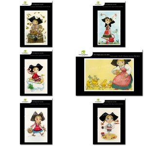 Lot de 6 cartes postales - ma p'tite alsacienne - dessins katia schmitt