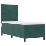 Lit à ressorts vidaXL avec matelas et LED vert foncé 80x200 cm en velours