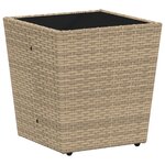 Ensemble Bistro de Jardin 3 Pièces avec Coussins Beige en Poly Rattan
