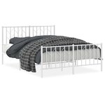 vidaXL Cadre de lit métal sans matelas et pied de lit blanc 135x190 cm