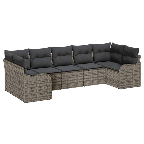 vidaXL Ensemble de canapé de jardin 7 Pièces Gris Poly rotin