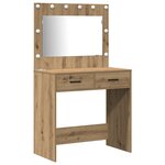 Set de coiffeuse 2 pièces avec LED en bois d'ingénierie chêne