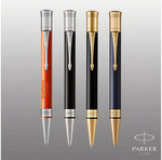 PARKER Duofold Prestige Stylo bille  Chevron Bleu  Recharge noire pointe moyenne  Coffret cadeau